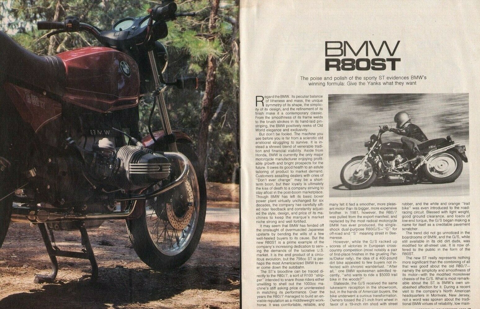 1983 Bmw R80st - 5-page Vintage Motorcycle Road Test Article