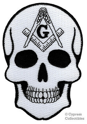 Masonic Skull Embroidered Patch Iron-on Freemason Square Compass Mason Logo New
